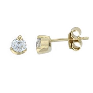 18ct yellow gold part rim part claw set diamond stud earrings