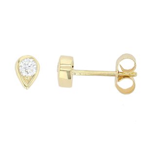 18ct yellow gold part rim part claw set diamond stud earrings