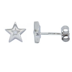18ct white gold claw set diamond star stud earrings